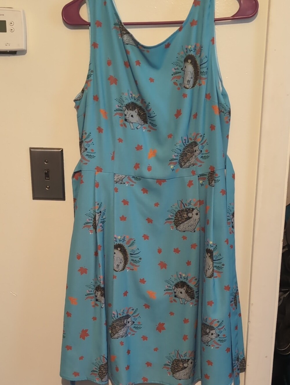 Womens Blue Hedgehog Print Summer Dress